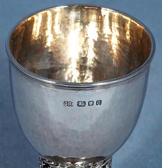 A 1930s Arts & Crafts silver goblet, by Omar Ramsden, Height 120mm, weight 6.2oz/193grms